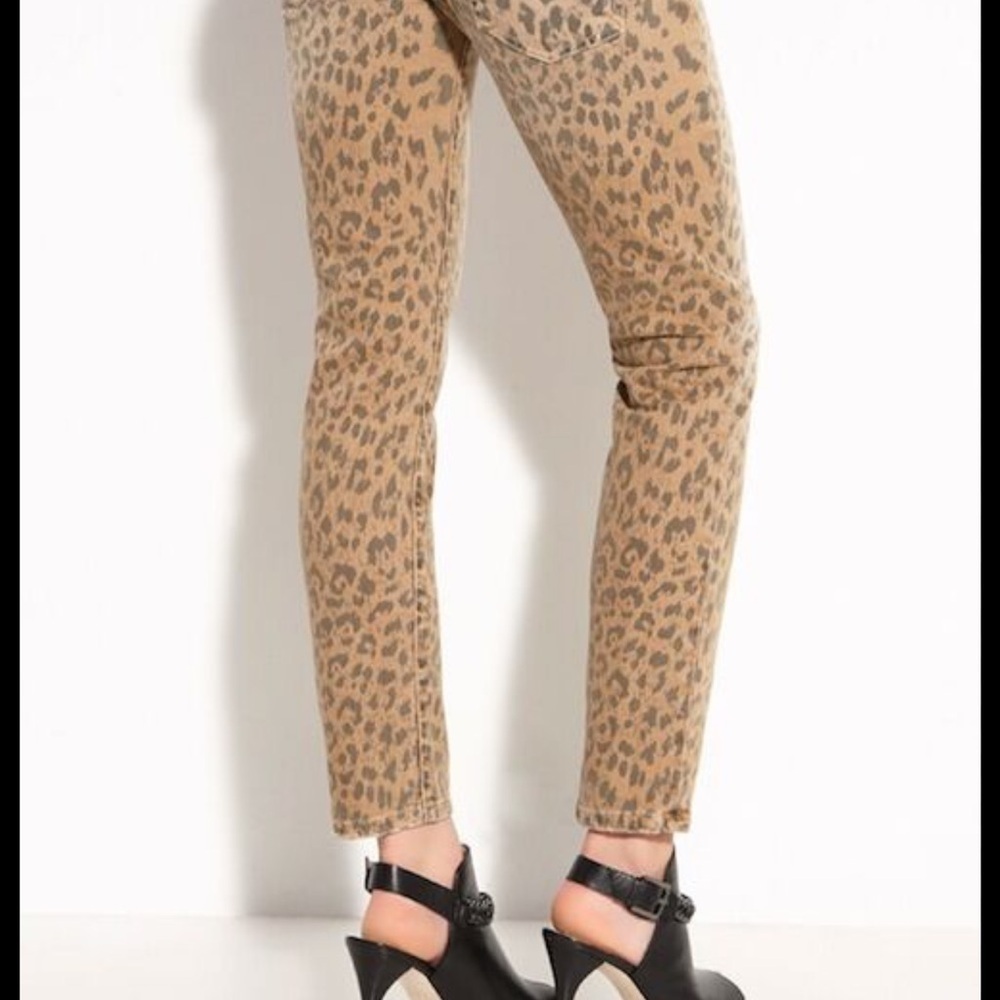 Current/Elliott Ankle Cropped Jeans Leopard Print Fall Autumn celebrity style - Picture 2 of 12